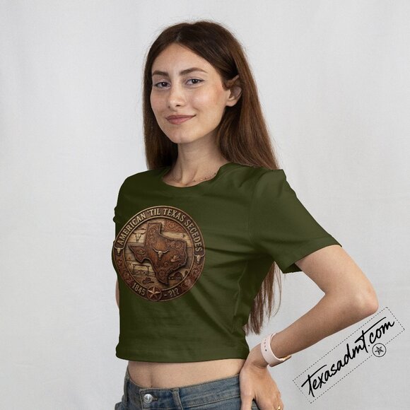 Texas Pride “American ’Til Texas Secedes” T-Shirt Western Texas State Emblem - Picture 3 of 3